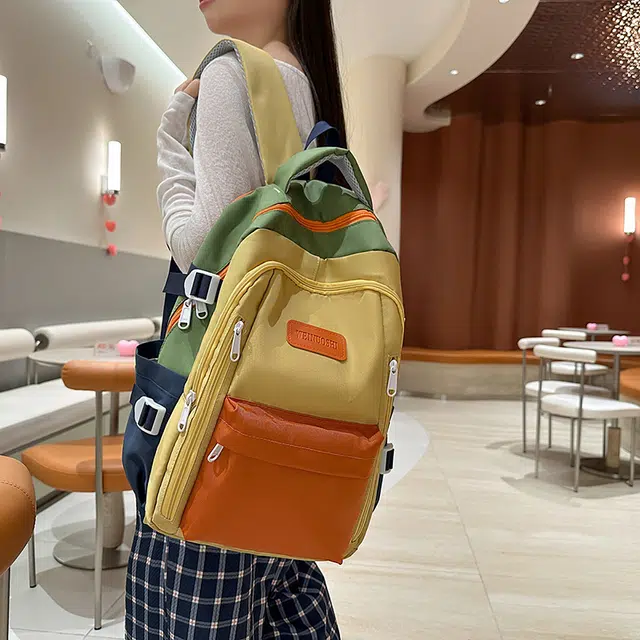 泰迪珍藏 极简撞色高颜值小众韩系 尼龙 双肩包 常规 女款 多色