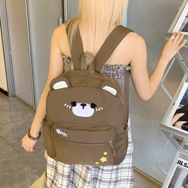 泰迪珍藏 卡通可爱小熊百搭学生 尼龙布 背包双肩包 女款 棕色