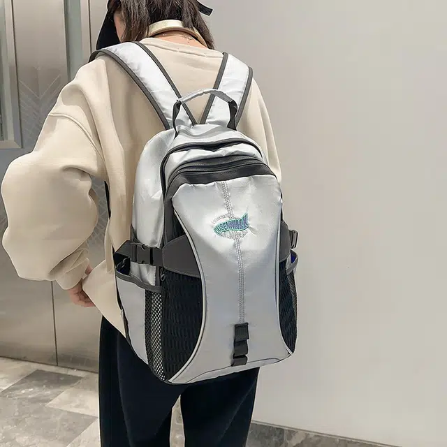 泰迪珍藏 小众美式复古 尼龙 双肩包 常规 男女同款情侣款 银色