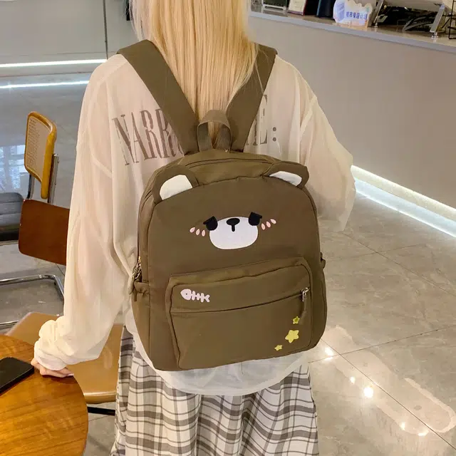 泰迪珍藏 卡通可爱小熊百搭学生 尼龙布 背包双肩包 女款 棕色
