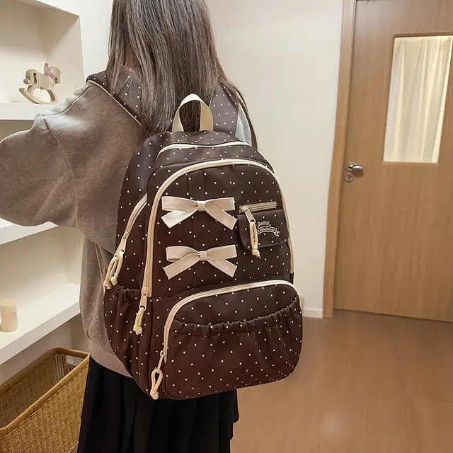 泰迪珍藏 蝴蝶结可爱初高中大学通勤上课收纳高颜值 尼龙 双肩包 女款 多色