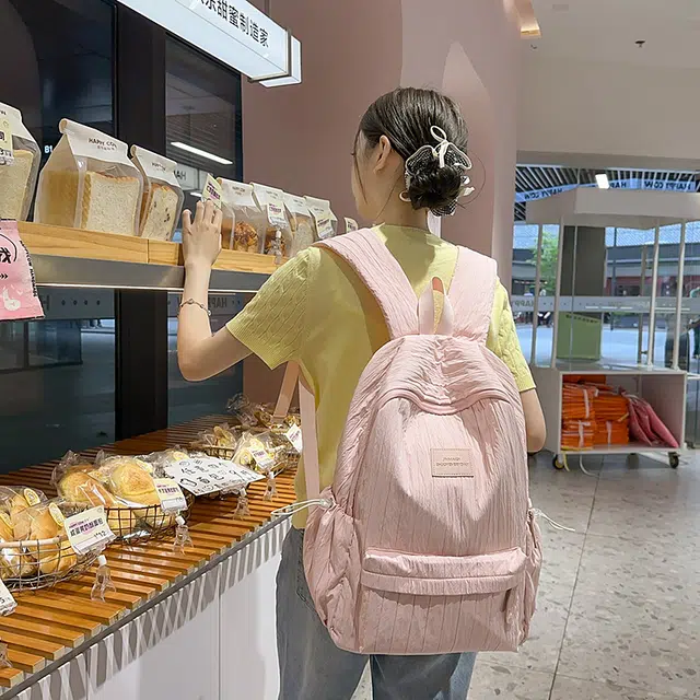 泰迪珍藏 简约纯色旅游轻便 尼龙 双肩包 女款 多色