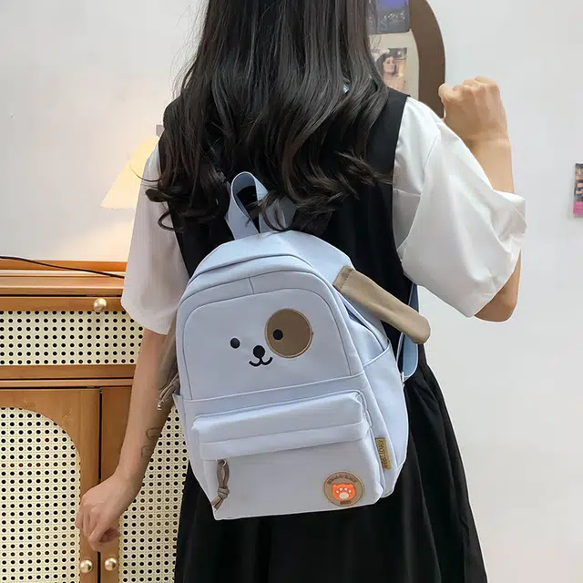 泰迪珍藏 可爱小狗大学韩版简约休闲百搭校园软萌儿童出游 帆布 双肩包 女款 多色