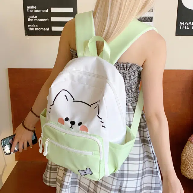 泰迪珍藏 日系可爱小狗印花卡通百搭通勤 尼龙布 双肩包 女款 多色