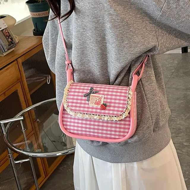 泰迪珍藏 小众设计时尚格子时尚百搭 布 斜挎包 女款 多色
