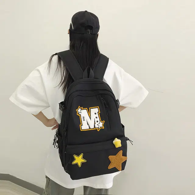 泰迪珍藏 韩版复古百搭学生星星包 尼龙 双肩包 男女同款情侣款 多色