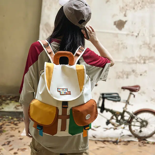 泰迪珍藏 休闲韩版上课撞色轻便旅游背包 尼龙 双肩包 女款 多色