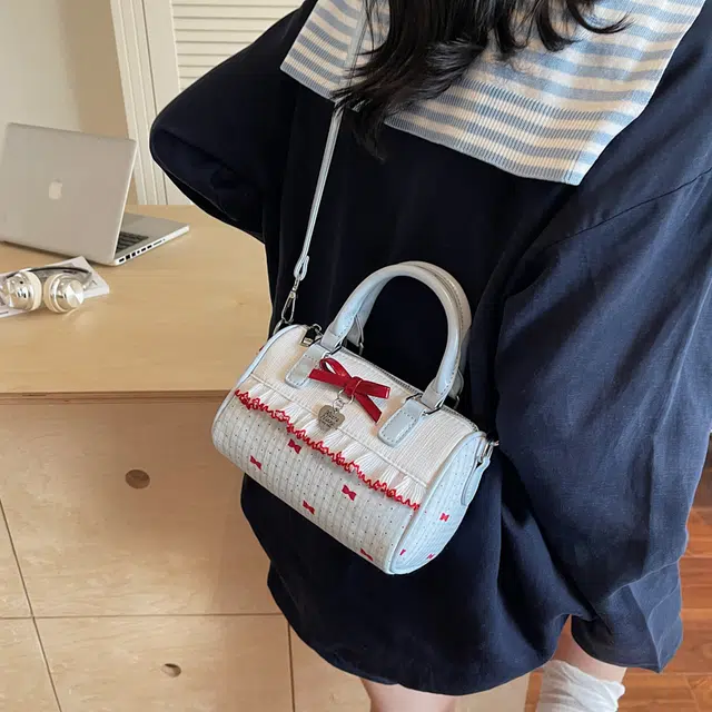 泰迪珍藏 甜美波点蝴蝶结高颜值百搭精致 布 手提包 女款 多色