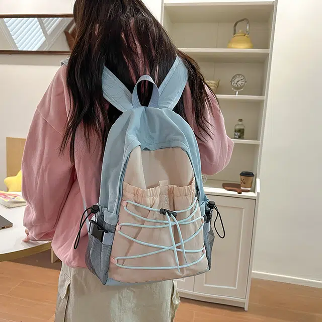 泰迪珍藏 简约撞色轻便百搭小众 尼龙 双肩包 女款 多色