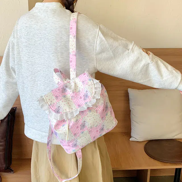 泰迪珍藏 森系少女可爱拼色大容量碎花 布 双肩包 女款 多色