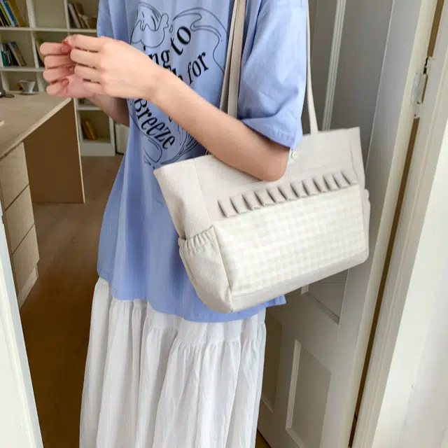 泰迪珍藏 日系可爱甜美文艺格子百搭 帆布 托特包双肩单肩包 女款 多色
