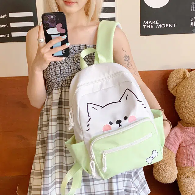 泰迪珍藏 日系可爱小狗印花卡通百搭通勤 尼龙布 双肩包 女款 多色