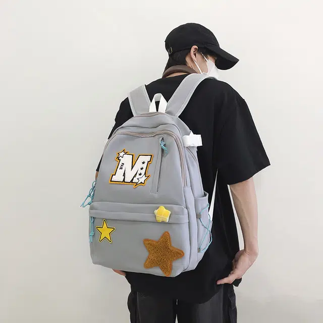 泰迪珍藏 韩版复古百搭学生星星包 尼龙 双肩包 男女同款情侣款 多色