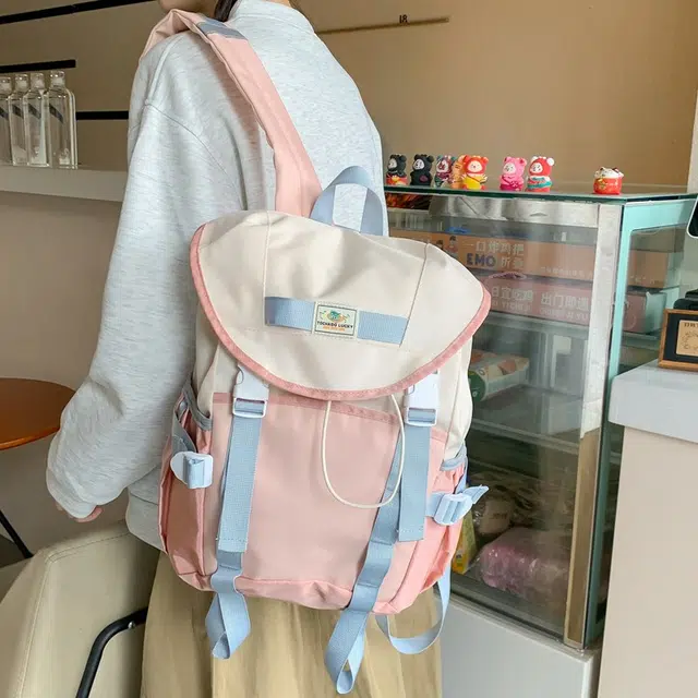 泰迪珍藏 拼接撞色日韩简约包 牛津布 双肩包 女款 多色