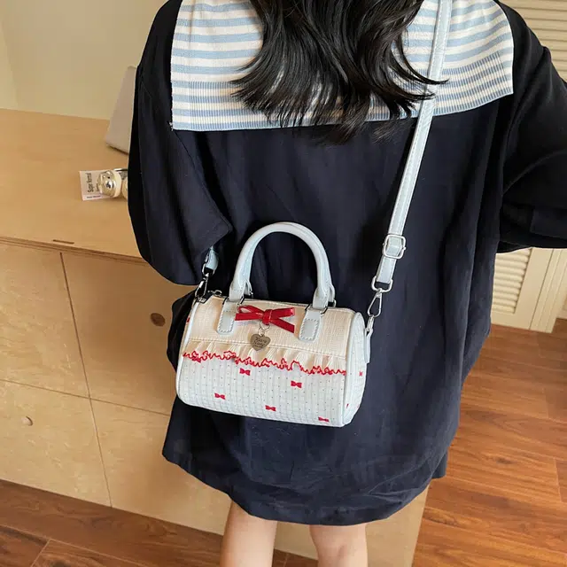 泰迪珍藏 甜美波点蝴蝶结高颜值百搭精致 布 手提包 女款 多色