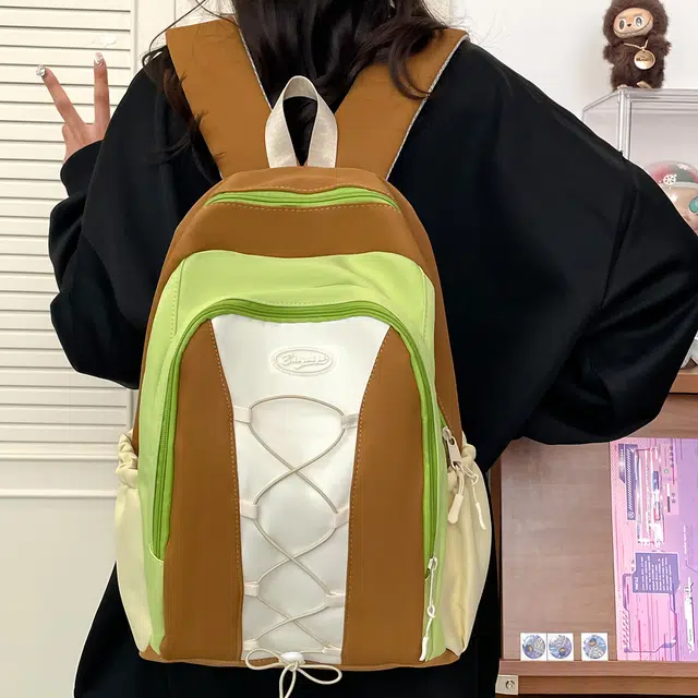 泰迪珍藏 可爱撞色百搭轻便通勤 尼龙 双肩包 女款 多色