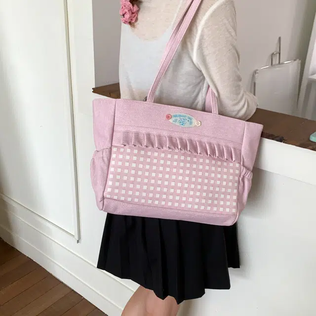 泰迪珍藏 日系可爱甜美文艺格子百搭 帆布 托特包双肩单肩包 女款 多色