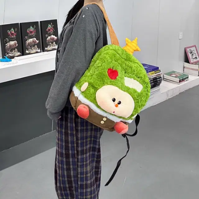 泰迪珍藏 可爱苹果树日系可爱卡通玩偶包潮森系 毛绒 双肩包 女款 绿色
