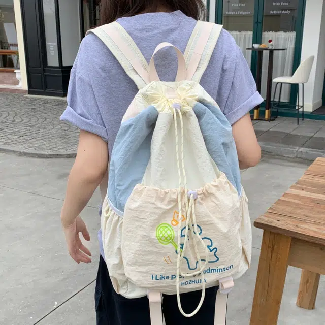 泰迪珍藏 撞色简约抽绳设计百搭 塔丝隆 背包双肩包 女款 多色