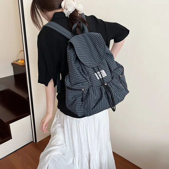 泰迪珍藏 潮流休闲户外旅行大容量 布 双肩包 女款 灰蓝色