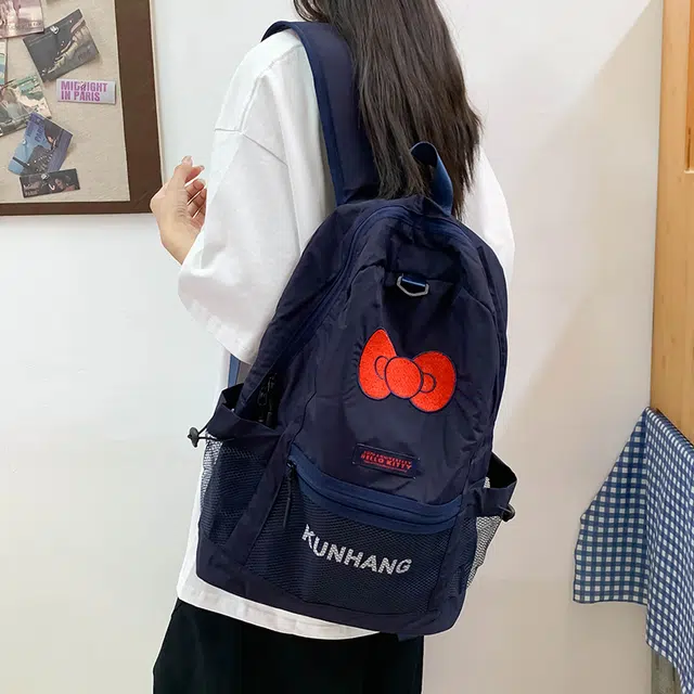 泰迪珍藏 时尚少女轻便简约百搭 尼龙 双肩包 女款 藏青色