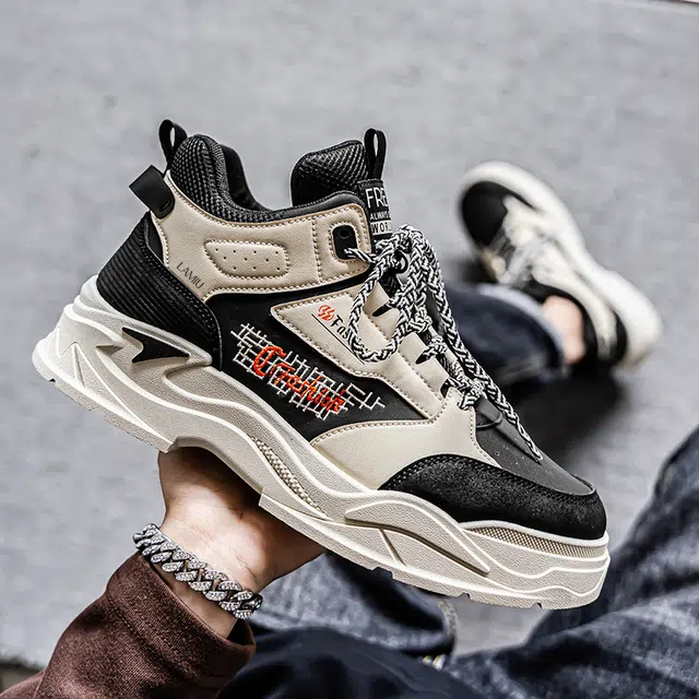 兰缪 英伦风工装时尚百搭休闲马丁靴 小个子厚底增高 轻便软底舒适 户外通勤工作鞋子 痞帅潮酷穿搭 减震包裹性耐磨 高帮 老爹鞋 男款