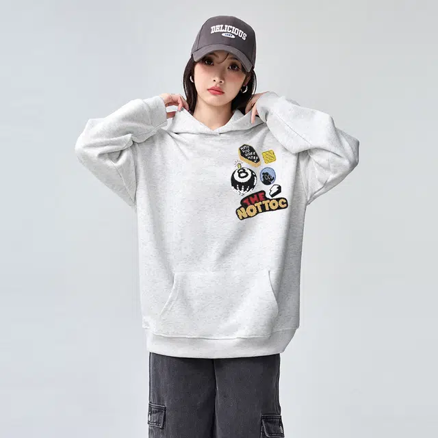 棉购 潮流美式连帽秋冬季设计感卡通印花大码加绒加厚宽松重磅卫衣 男女同款