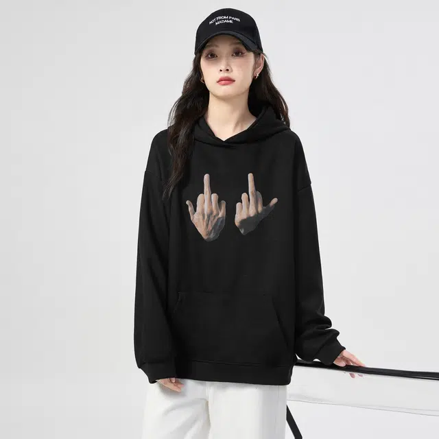 棉购 连帽百搭潮流印花美式卫衣 男女同款