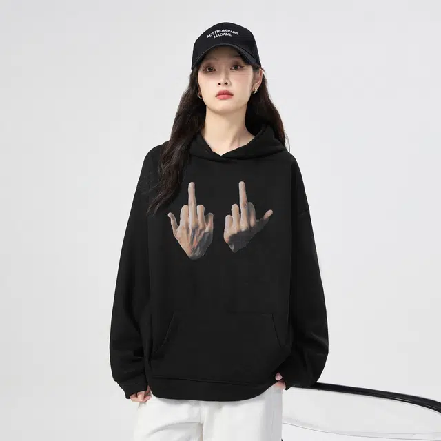 棉购 连帽百搭潮流印花美式卫衣 男女同款