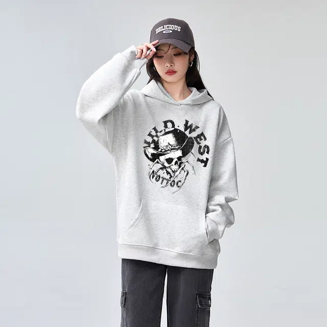 棉购 美式潮流连帽高级感休闲卫衣 男女同款