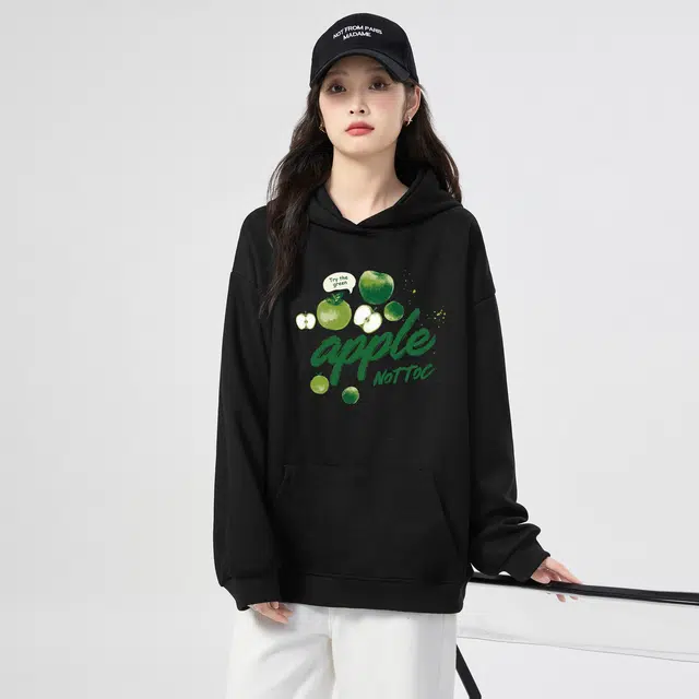 棉购 连帽潮流秋季情侣宽松帽衫美式加绒加厚重磅外套上衣卫衣 男女同款