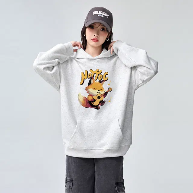 棉购 美式连帽简约宽松长袖卫衣 女款