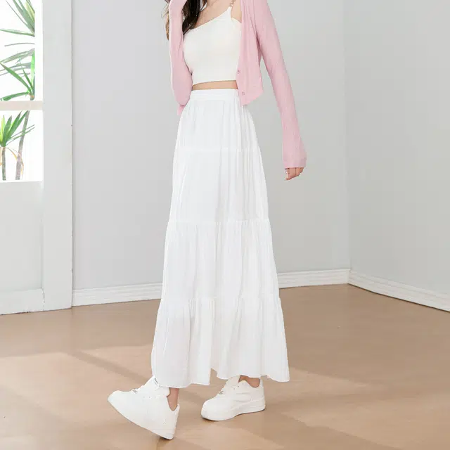 棉购 中腰内衬宽松甜美清新可爱风休闲长裙 女款