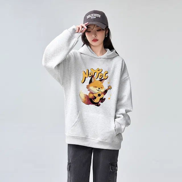 棉购 美式连帽简约宽松长袖卫衣 女款