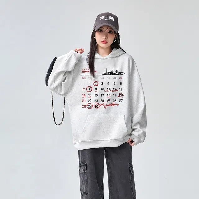 棉购 连帽潮流慵懒风上衣百搭秋季情侣宽松帽衫美式重磅外套上衣卫衣 男女同款