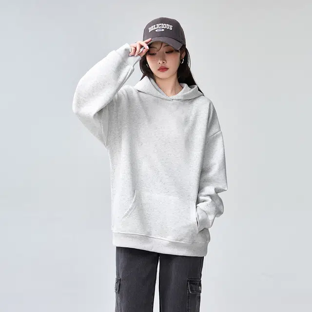 棉购 连帽潮流秋冬季情侣宽松美式加绒加厚重磅外套上衣卫衣 男女同款