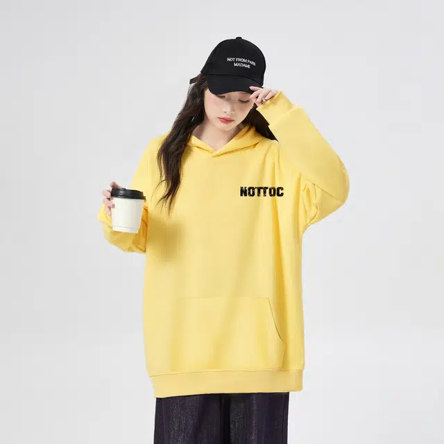 棉购 连帽秋冬加绒加厚美式宽松慵懒风上衣百搭潮流字母印花学生卫衣 男女同款