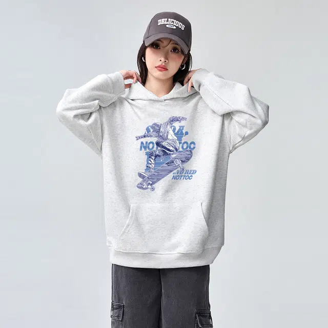 棉购 美式连帽秋冬季设计感印花宽松街头舒适百搭运动卫衣 男女同款