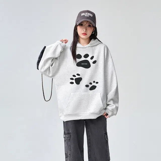 棉购 连帽加厚美式宽松慵懒风百搭潮流印花学生秋冬卫衣 男女同款