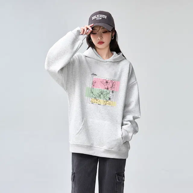 棉购 连帽加绒加厚长袖上衣外套个性潮流休闲舒适卫衣 女款