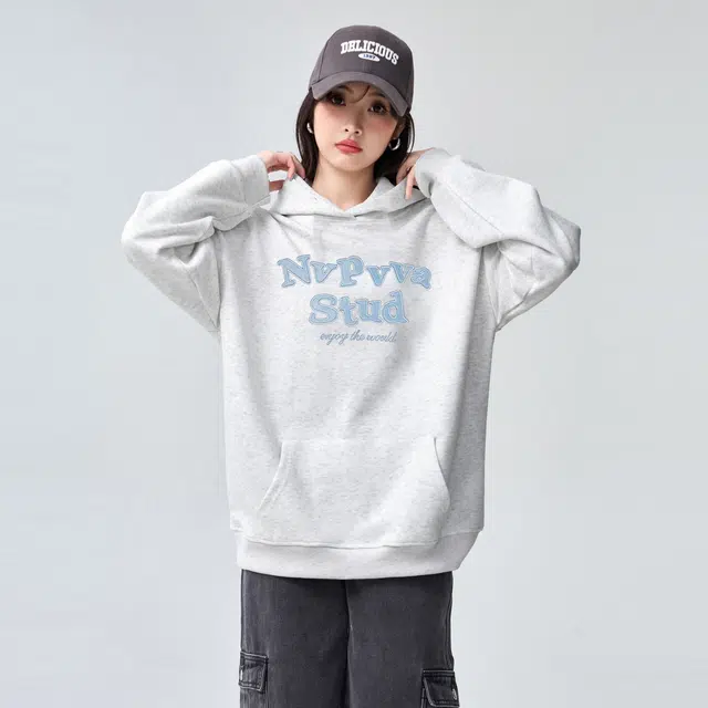 棉购 重磅刺绣潮流连帽春秋秋冬宽松加厚慵懒风上衣卫衣 男女同款