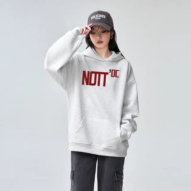 棉购 美式连帽加绒加厚简约宽松长袖重磅情侣秋冬卫衣 男女同款