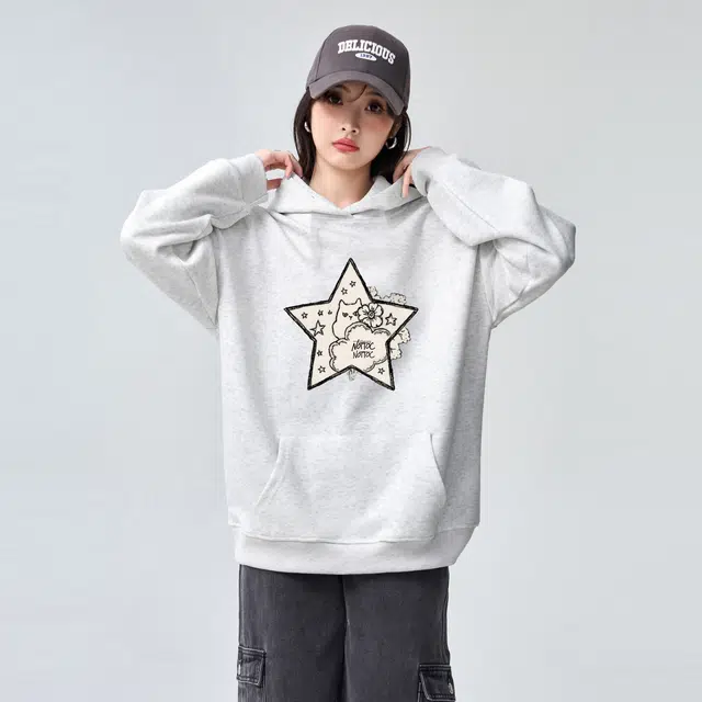 棉购 星星宽松连帽长袖卫衣 女款