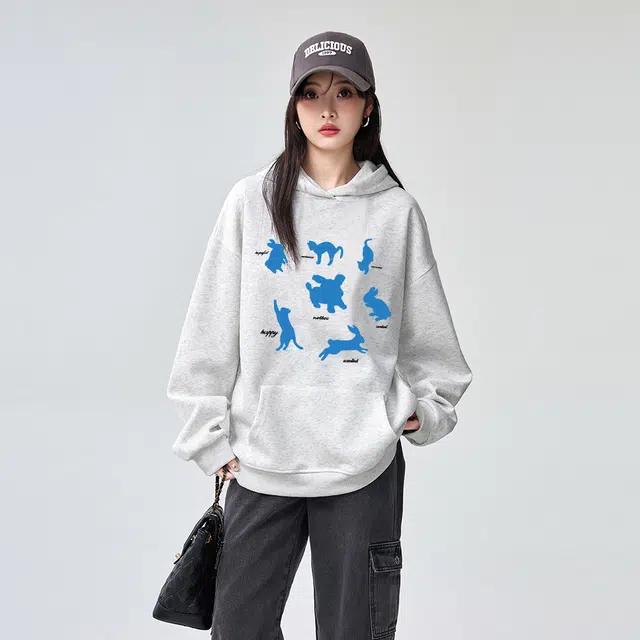 棉购 美式复古潮重磅连帽春秋冬宽松加绒卫衣 男女同款