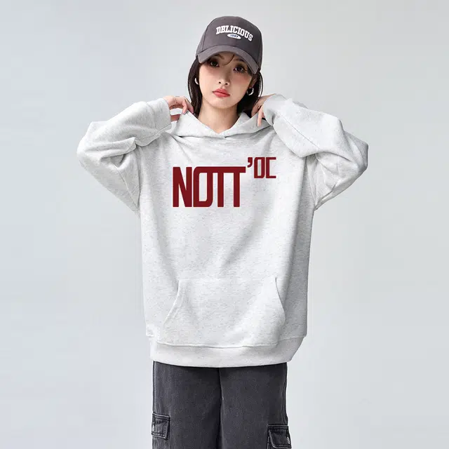 棉购 美式连帽加绒加厚简约宽松长袖重磅情侣秋冬卫衣 男女同款