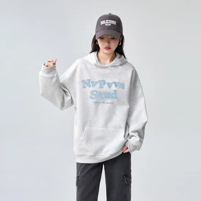 棉购 重磅刺绣潮流连帽春秋秋冬宽松加厚慵懒风上衣卫衣 男女同款