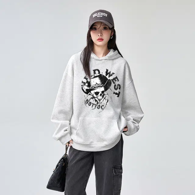 棉购 美式潮流连帽高级感休闲卫衣 男女同款