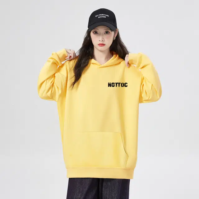 棉购 连帽秋冬加绒加厚美式宽松慵懒风上衣百搭潮流字母印花学生卫衣 男女同款