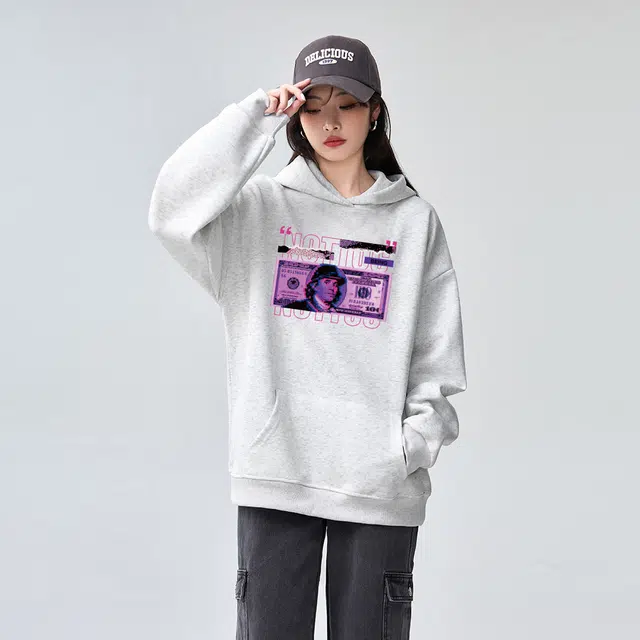 棉购 秋冬加绒加厚学生美式帽衫情侣装重磅宽松上衣宽松街头时尚潮流卫衣 男女同款