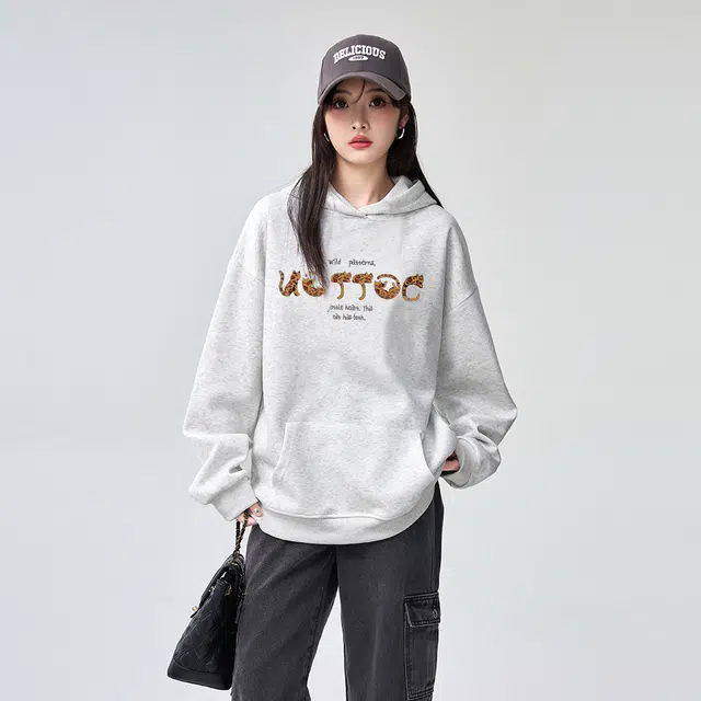 棉购 连帽加厚美式宽松慵懒风百搭字母印花潮流学生卫衣 男女同款